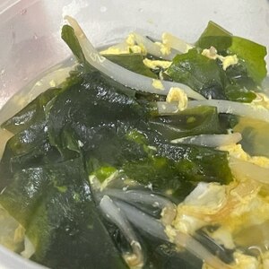 簡単ヘルシー(^^)もやしとワカメのかき玉スープ♪